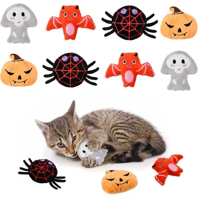 ZooVenture Set de 8 peluches de Halloween: calabaza, araña y murciélago