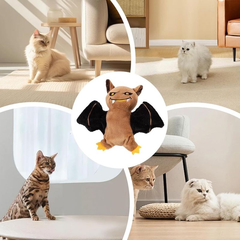 ZooVenture Jouet Interactif Automatique pour Chat - Forme Chauve-souris
