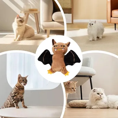 ZooVenture Jouet Interactif Automatique pour Chat - Forme Chauve-souris