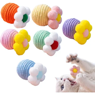 KPYTE Balle de dentition pour chat en corde de coton