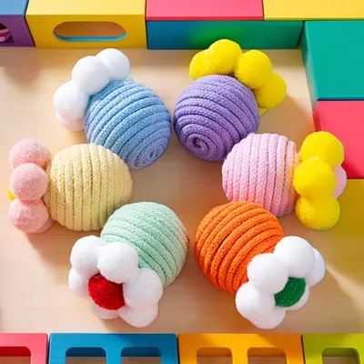 KPYTE Balle de dentition pour chat en corde de coton