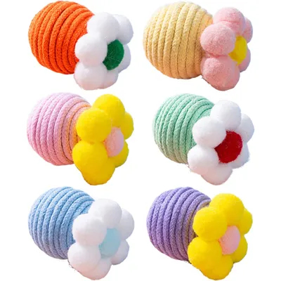 KPYTE Balle de dentition pour chat en corde de coton