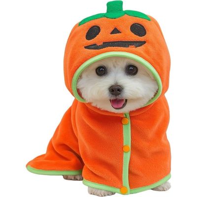 ZooVenture Peignoir Halloween Motif Citrouille Absorbant pour Chien et Chat Citrouille - S - longueur du dos : 30.5 cm