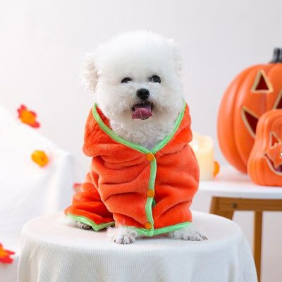 ZooVenture Peignoir Halloween Motif Citrouille Absorbant pour Chien et Chat