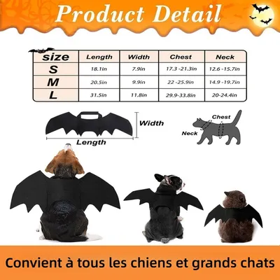 ZooVenture Costume Chauve-Souris Halloween pour Chien et Chat