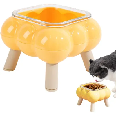 KPYTE Gamelle haute en verre à quatre pieds pour chat