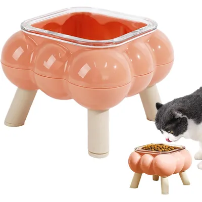 KPYTE Gamelle haute en verre à quatre pieds pour chat