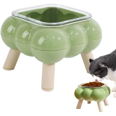 KPYTE Gamelle haute en verre à quatre pieds pour chat