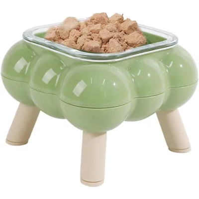 KPYTE Gamelle haute en verre à quatre pieds pour chat