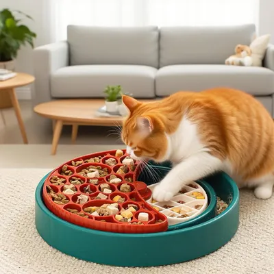 KPYTE Mangeoire rotative interactive pour chats et chiens