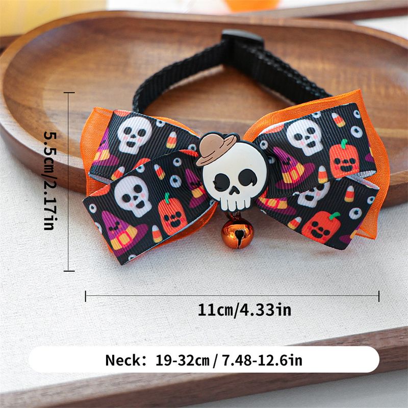 IntiMeg Collier pour chat avec nœud en forme de tête de mort pour Halloween