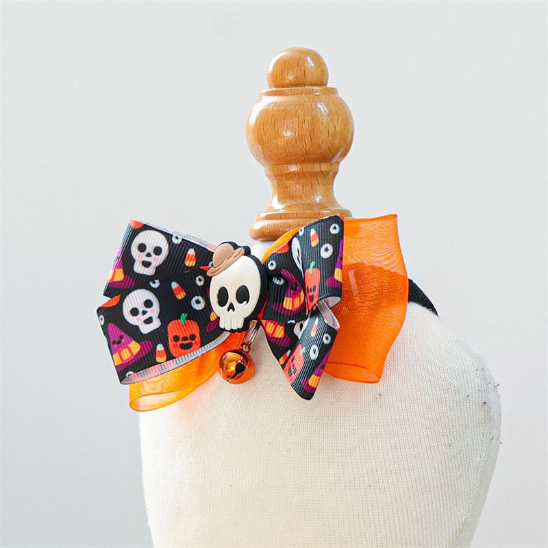 IntiMeg Collier pour chat avec nœud en forme de tête de mort pour Halloween
