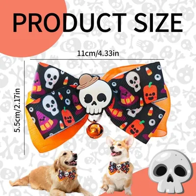 ZooVenture Collar con pajarita - 2 piezas, diseño de calavera de Halloween