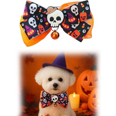 ZooVenture Collier à Nœud Papillon - 2 Pièces, Motif Crâne Halloween