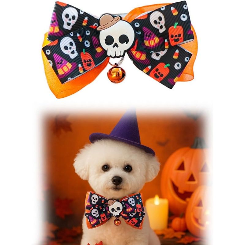 ZooVenture Collier à Nœud Papillon - 2 Pièces, Motif Crâne Halloween