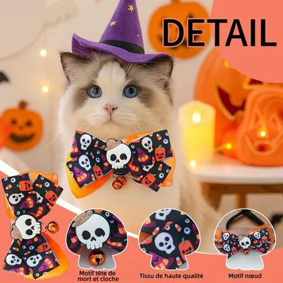 ZooVenture Collar con pajarita - 2 piezas, diseño de calavera de Halloween