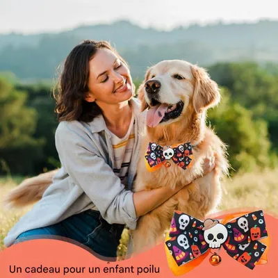 ZooVenture Collier à Nœud Papillon - 2 Pièces, Motif Crâne Halloween