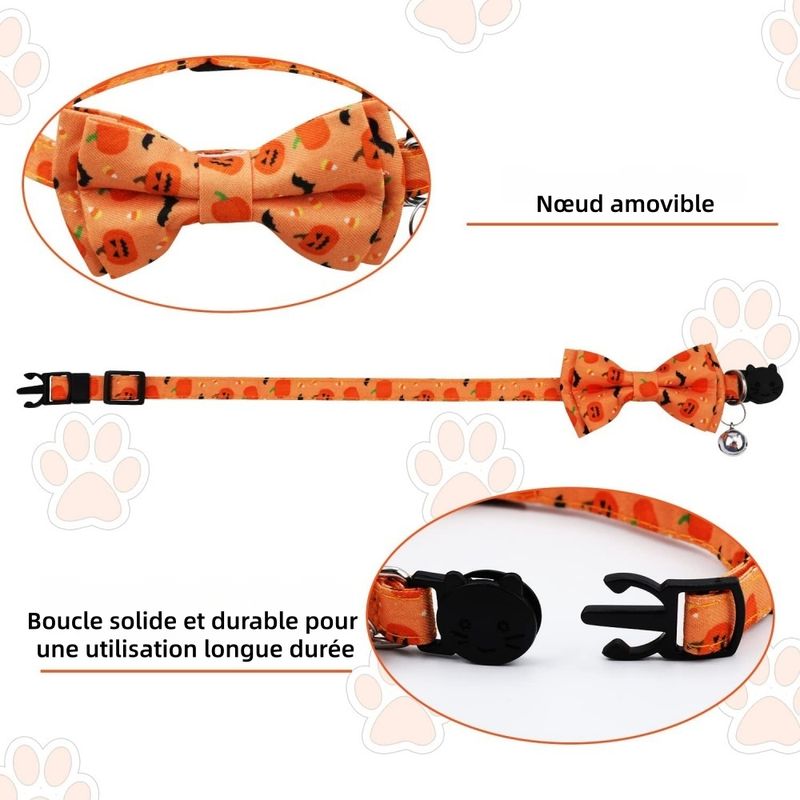ZooVenture 2 x Colliers pour Chat Halloween - Amovibles avec Clochettes