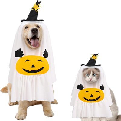 IntiMeg Costume d'Halloween pour chien en forme de citrouille et de fantôme