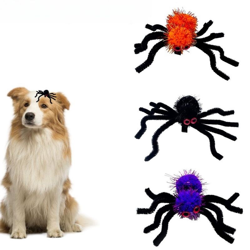 IntiMeg 3 Haarspangen – Halloween-Spinne – Für Hunde und Katzen