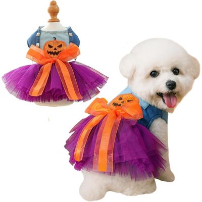 ZooVenture Robe Halloween pour Chien Chat - Jupe Tutu Citrouille