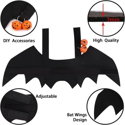 IntiMeg Halloween-Kostüm mit Fledermausflügeln für Hunde und Katzen