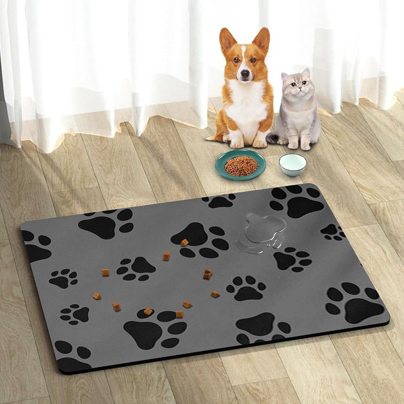 KPYTE Tapis d'alimentation antisalissure pour chats et chiens