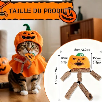 IntiMeg Bâton d'herbe à chat - Citrouille d'Halloween pour chat