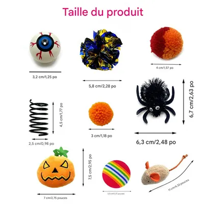 IntiMeg Lot de 16 jouets - Halloween pour chat - Jeu interactif