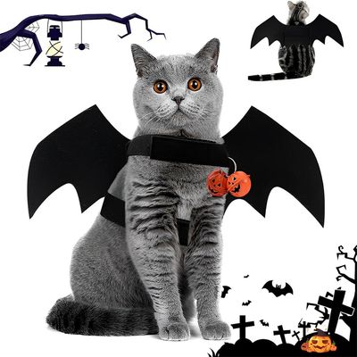 IntiMeg Costume de chauve-souris pour chat,avec une cloche de citrouille