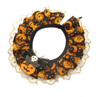 FurryFusion Collier en dentelle pour chat citrouille d'Halloween