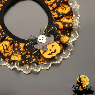 FurryFusion Collier en dentelle pour chat citrouille d'Halloween