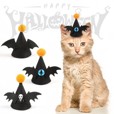 FurryFusion Lot de 3 chapeaux de chauve-souris d'Halloween pour chat