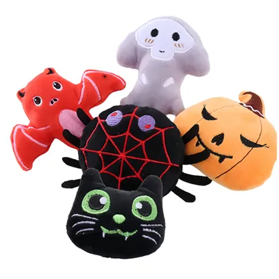 FurryFusion Lot de 4 Jouet en peluche à la menthe pour chat pour Halloween