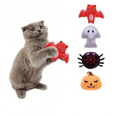 FurryFusion Juego de 5 juguetes de peluche con sabor menta gatos, Halloween