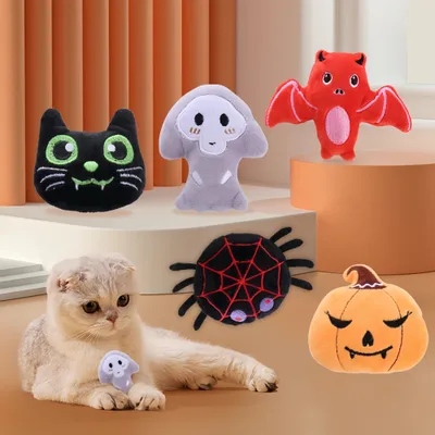 FurryFusion Lot de 5 Jouet en peluche à la menthe pour chat pour Halloween