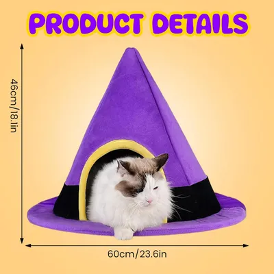 Lit pour chat d'Halloween en forme de chapeau de sorcière