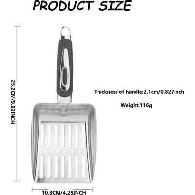 Pelle à litière pour chat en acier inoxydable