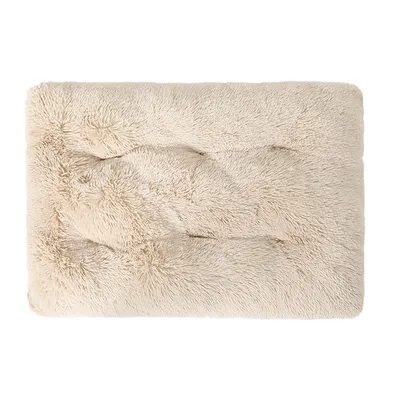 Tapis moelleux en peluche pour lit pour chien(beige)