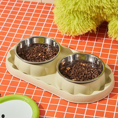 Mangeoire pour chat double avec support