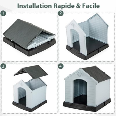 Giantex Niche pour Chien en Plastique，Maison pour Chien avec Toit Étanche