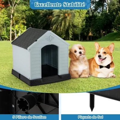 Giantex Niche pour Chien en Plastique，Maison pour Chien avec Toit Étanche