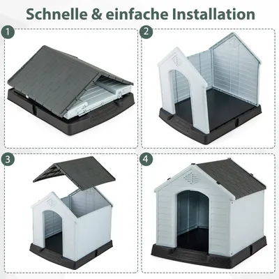 Giantex Hundehütte Aus Kunststoff, Hundehütte Mit Wasserdichtem Dach Giantex Hundehütte Aus Kunststoff, Hundehütte Mit Wasserdichtem Dach