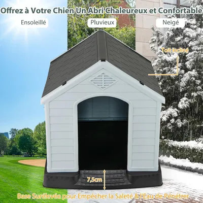 Giantex Niche pour Chien en Plastique，Maison pour Chien avec Toit Étanche