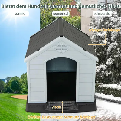 Giantex Hundehütte Aus Kunststoff, Hundehütte Mit Wasserdichtem Dach Giantex Hundehütte Aus Kunststoff, Hundehütte Mit Wasserdichtem Dach