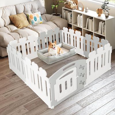 Giantex Parc pour Chiots，Porte en Plastique, Barrière Animale Domestique