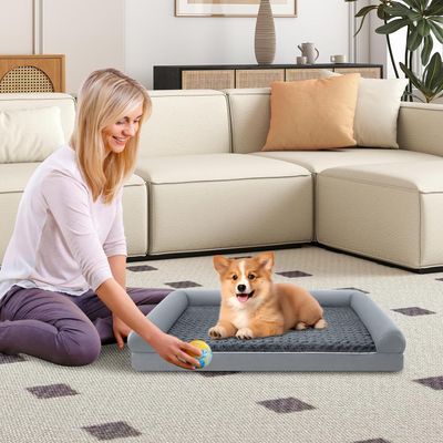 Giantex Panier Chien en Mousse en Forme d'Œuf,Housse Amovible et Lavable