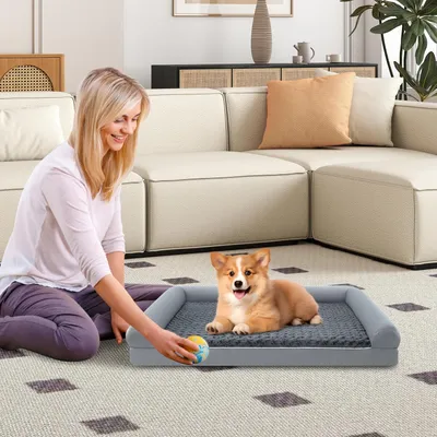 Giantex Panier Chien en Mousse en Forme d'Œuf,Housse Amovible et Lavable