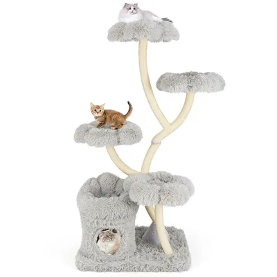Giantex Geschwungener Sisal-Katzenbaum Mit Blumenförmigen Plattformen Giantex Geschwungener Sisal-Katzenbaum Mit Blumenförmigen Plattformen