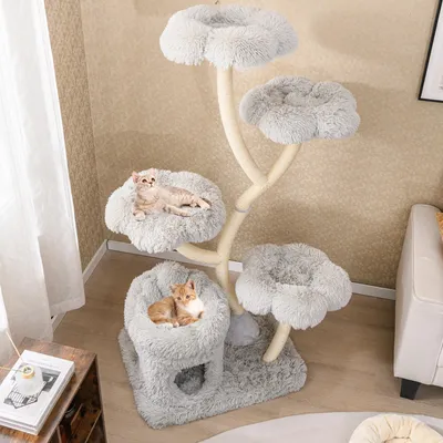 Giantex Geschwungener Sisal-Katzenbaum Mit Blumenförmigen Plattformen Giantex Geschwungener Sisal-Katzenbaum Mit Blumenförmigen Plattformen